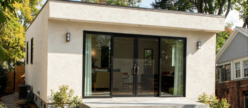 Custom detached ADU construction project with modern backyard living space in Los Angeles